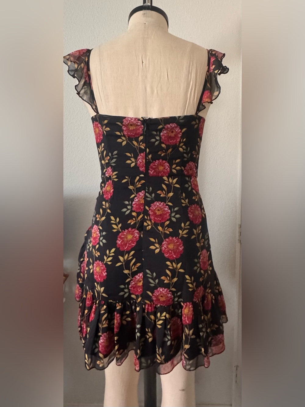 Two Sisters The Label Floral Ruffle Mini Dress | Sweetheart Neck | US 6 AU 10 - Picture 3 of 11
